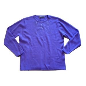 Castle Of Ireland Sweater Top Shirt Womens Medium Purple Wool Rhinestone Fancy